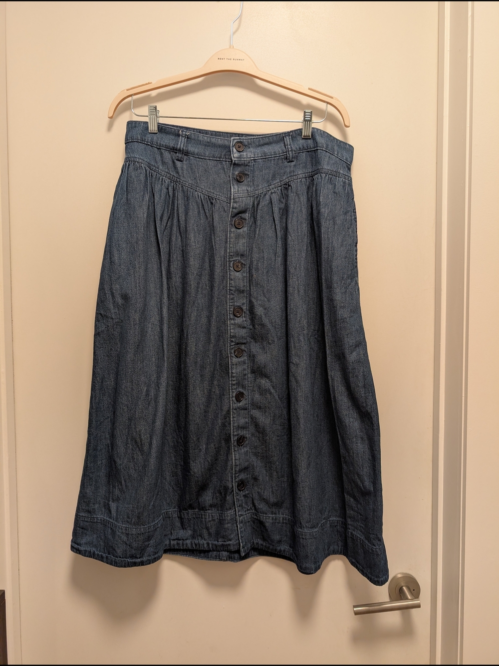 GAP Button-Front Denim A-Line Skirt - Blue